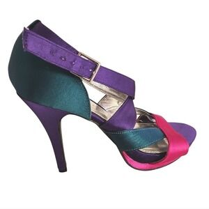 Rampage Satin Ankle Strap Size 8.5 Heels Chic Glam